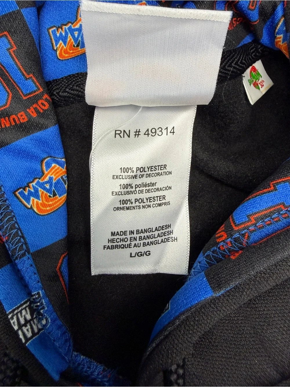 CHAMPION SPACE JAM HOODIE SWEATSHIRT BLACK LARGE